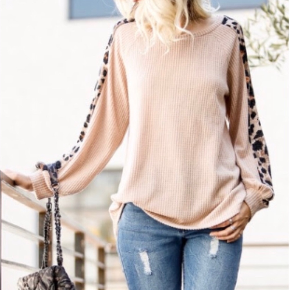 Animal print bishop sleeve top